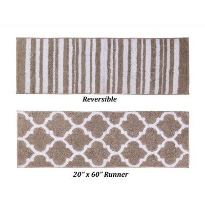 20" x 60" Marrakesh Collection Beige 100% Polyester Reversible Runner Bath Rug - Better Trends