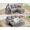 Vipbear 2 in 1 Pull Out Couch with Reversible Storage Chaise Gray 81" Sectional Sleeper Sofa Bed L-Shaped Couch with Side Pockets,Tool-Free Assembly - 4 of 4