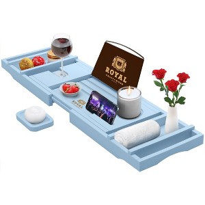 ROYAL CRAFT WOOD Luxury Bathtub Caddy Tray with Expandable Sides - One or Two Person, Bath Caddy Tray, Bonus Free Soap Holder - 1 of 4