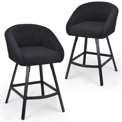 SEVOBAL 27" Bar Stools Set of 2 Upholstered Bar Stool with Back Counter Height Barstools for Home Kitchen Island Living Room, Black, 23"*24"*20"