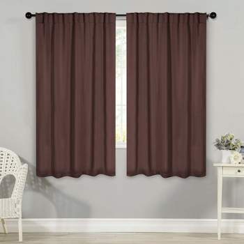 Classic Modern Solid Room Darkening Semi-Blackout Curtains, Rod Pocket/ Back Tabs, Set of 2 by Blue Nile Mills