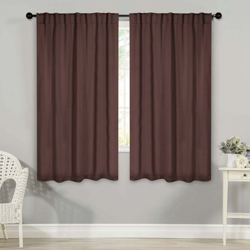 Classic Modern Solid Room Darkening Semi-Blackout Curtains, Rod Pocket/ Back Tabs, Set of 2 by Blue Nile Mills, 1 of 6