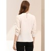 INSPIRE CHIC Women's Work Office Keyhole Pleated Front Ruched 3/4 Sleeve Chiffon Blouse - 3 of 4
