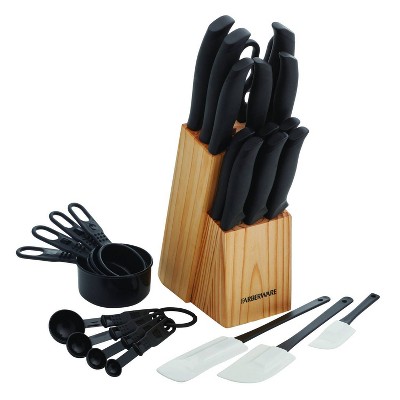 Farberware 25pc Knife Set: Stainless Steel Block with Steak Knives, Comfort-Grip Handles, Ergonomic Design