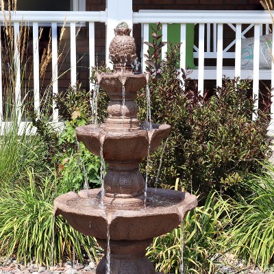 Tan Fiberglass Resin 4-Tier Pineapple Outdoor Water Fountain
