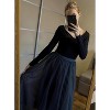 Women's Tulle Layered A-Line Skirt - High Waist Flowy Long Tutu for Date Night & Fall Fashion Blue - 3 of 4