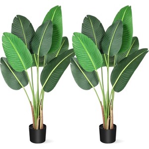 Fake Banana Tree Plant with Pot - Artificial Tree Bird of Paradise, Faux Plant for Home ＆Office Decoration - 1 of 4