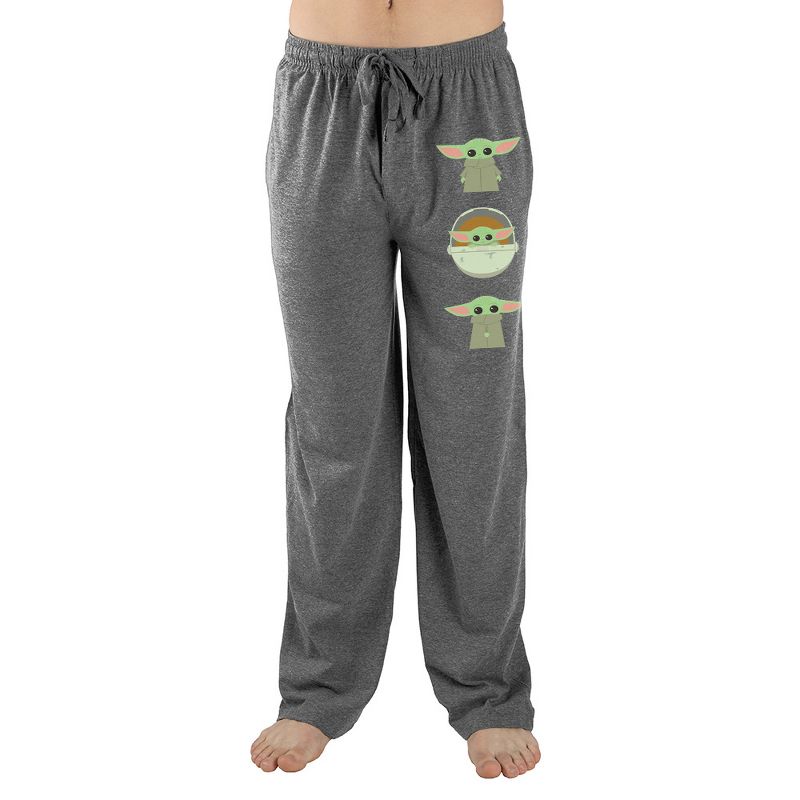 The Mandalorian Baby Yoda Star Wars Mens Grey Sleep Pajama Pants, 1 of 3