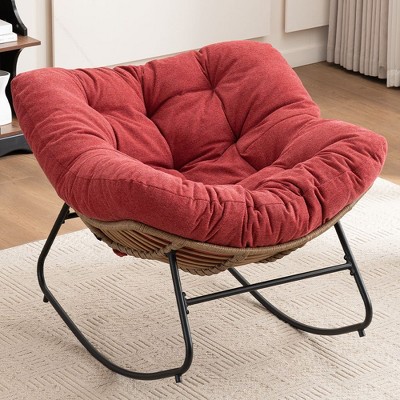 Kumasinova Ultra Plush Chenille Upholstered Rocking Chair,Versatile Accent Glider&Patio Egg Chair for Living Room,Porch,350lbs Max