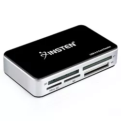 INSTEN USB 3.0 All-In-1 Memory Card Reader, Black/Silver