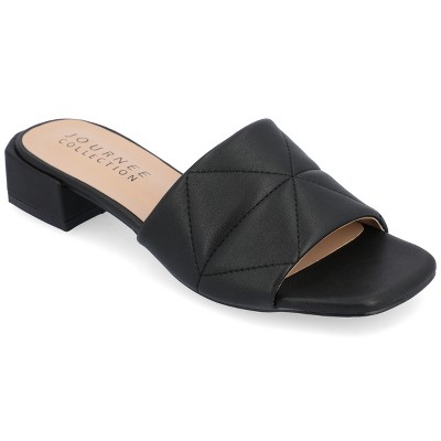Journee Collection Womens Elidia Slip On Block Heel Vegan Leather Sandals