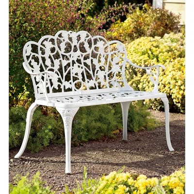 White iron garden online bench