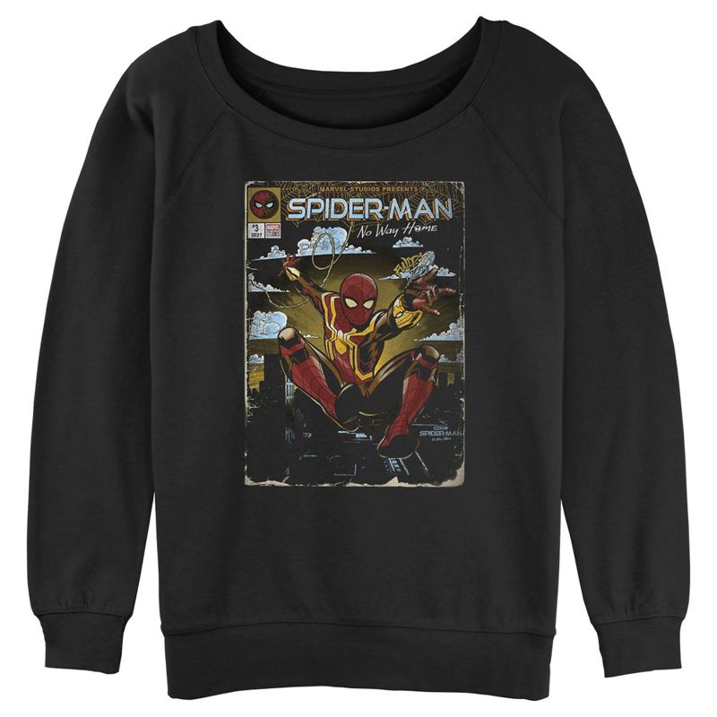 Juniors Womens Marvel Spider-Man: No Way Home Retro Poster Sweatshirt, 1 of 4