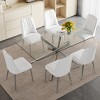 7-Piece Dining Set with Tempered Glass Table and 6 PU Armless Chairs - 2 of 4
