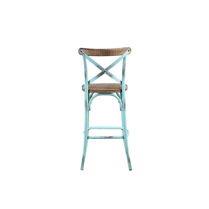 18&#34; Zaire Bar Chair Antique Turquoise/Antique Oak - Acme Furniture, 5 of 7