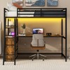 NicBex Twin Size Bunk Bed with Desk Loft Bed Metal Bed Frame with Shelves, Drawers, Inclined Ladder and Guardrail, No Box Spring Required, Black - 2 of 4
