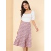 INSPIRE CHIC Women's Print Floral Peasant Elastic Waist A-Line Midi Skirts - 3 of 4