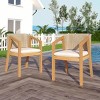 Coolbibila Modern Teak Wooden Fabric Upholstered Dining Chair Set of 2,Indoor Rope Back Kitchen Dining Room Chair,Cushion Outdoor Dining Chair - 2 of 4