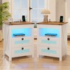 Vlsrka White Farmhouse Nightstand with Concealed Storage, USB & Type-C Ports, LED Motion Sensor Light for Rustic Interiors - 4 of 4