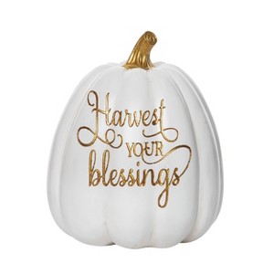 Transpac Resin 8.25 in. White Harvest Manifesting Pumpkin - 1 of 2