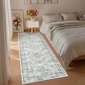 Coucheta Vintage Washable Runner Rug , Non-Slip Floral Carpet for Entryway & Hallway, Low Pile Oriental Prin(Multiple Sizes and Colors) - 1 of 4