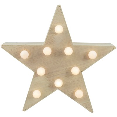 Northlight Lighted 5 Point Wooden Star Christmas Decoration - 9.25"