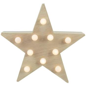 Northlight 9.25" Lighted 5 Point Wooden Star Christmas Tabletop Decor