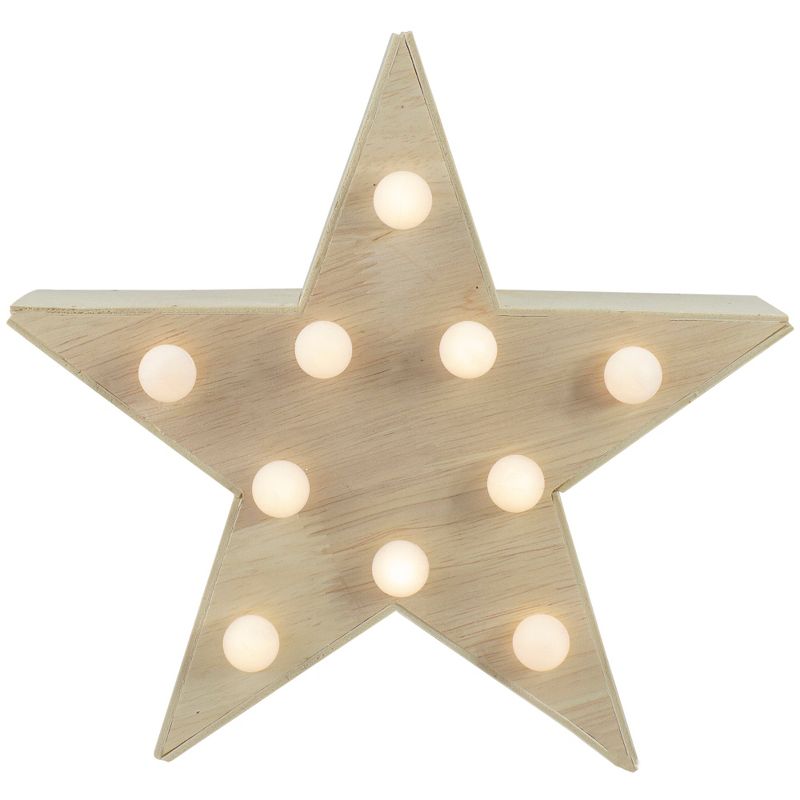Northlight 9.25" Lighted 5 Point Wooden Star Christmas Tabletop Decor, 1 of 6