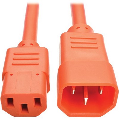 Tripp Lite 3ft Heavy Duty Power Extension Cord 15A 14 AWG C14 C13 Orange 3' - For Computer, Scanner, Printer, Monitor, Power Supply, Workstation