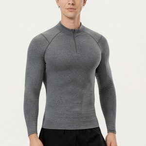 Anna-Kaci Active Men's Long Sleeve Quarter Zip Compression Athletic Top with Stretch Fabric and Mock Neck - 1 of 4