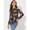Allegra K Women's Floral Long Sleeve Retro Ruffled Button Down Top - 3 of 4