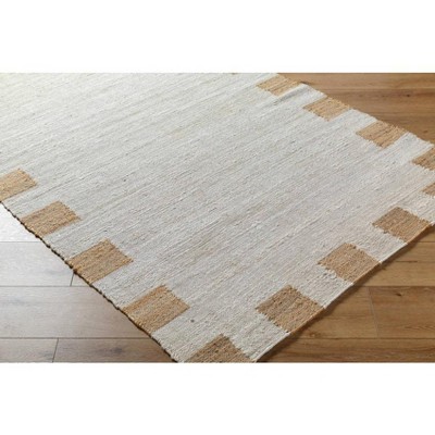 Handmade Light Silver and Beige Jute Rectangular Area Rug 5' x 7'