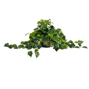 Nearly Natural 42-in UV Resistant Artificial Philodendron in Handmade Mexican Talavera Ceramic Planter (Indoor/Outdoor) - 1 of 1