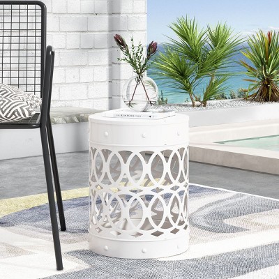 Small Metal Bedside Table,Hollow Side Table,Round Metal Side Table,TV Cabinet Decor Side Table,Iron Accent Tables,Flower Vase Stand-Cuddlewood