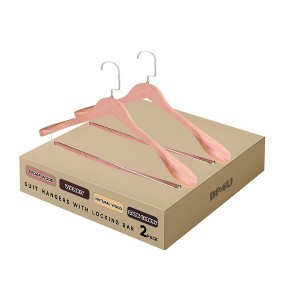 BP4U Premium Wide Shoulder Wooden Suit Hangers, Heavy-Duty Non-Slip Solid Wood Coat Hangers with Locking Bar for Suits & Coats - 1 of 4