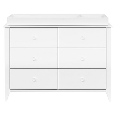 White Pinewood 6-Drawer Scandinavian Double Dresser