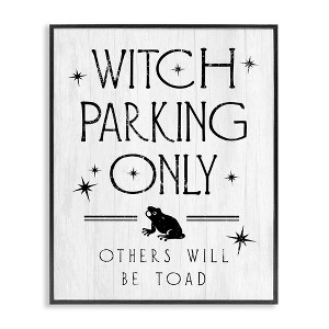 Stupell Industries Witch Parking Humorous Halloween Toad Grain Pattern Framed Giclee Art - 1 of 4