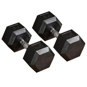 Soozier Hex Rubber Free Weight Dumbbells Set in Pair with Steel Handles 12lbs/Single Hand Weight for Strength Workout Training - 1 of 4