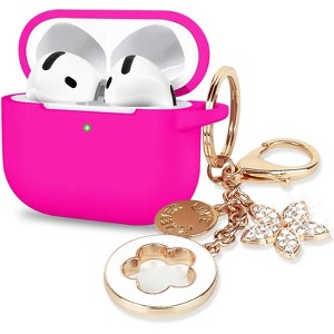 BONGEEK Silicone Apple Airpods 4th Generation - VOTILE 2028 Bling Cover with Keychain, Earbuds Charging Accessory for Women Girls -Hot Pink - 1 of 4
