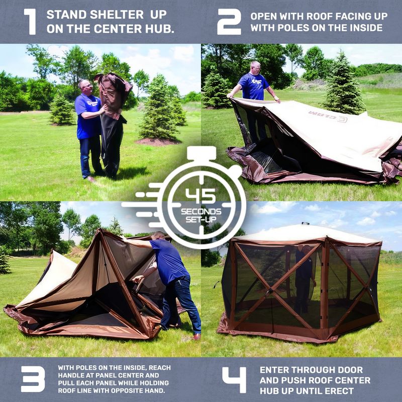 CLAM Quick-Set Traveler 6 x 6 Foot Easy Set Up Portable Outdoor Camping Pop Up Canopy Gazebo Shelter with Ground Stakes and Carry Bag, Slate Blue, 5 of 7