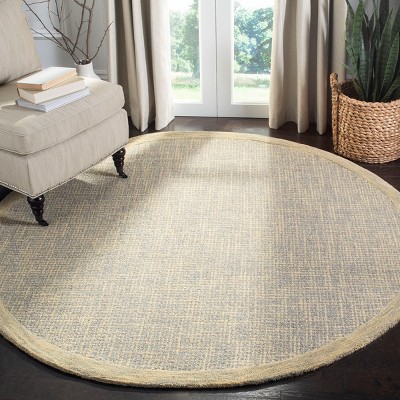 Handmade Gold and Grey 6' Round Wool Abstract Rug