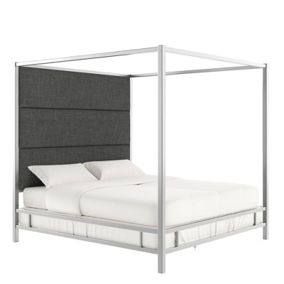 Evert Chrome Metal Canopy Bed With, Metal Canopy California King Bed