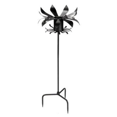 43" Iron Petals Gazing Globe Ball Stand Black Powder Coat Finish - ACHLA Designs