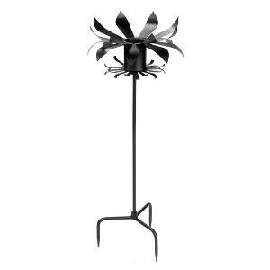 43" Iron Petals Gazing Globe Ball Stand Black Powder Coat Finish - ACHLA Designs - 1 of 3