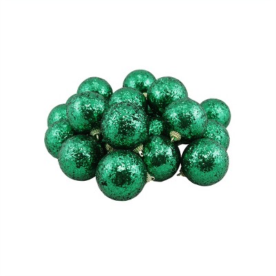 Northlight 24ct Sequin Finish Shatterproof Christmas Ball Ornament Set 2.5" - Green