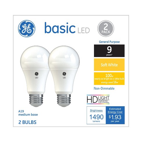 Ge 2pk 16w 100w Equivalent Basic Bulbs Soft : Target