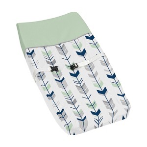 Sweet Jojo Designs Gender Neutral Unisex Changing Pad Cover Mod Arrow Grey Blue and Green - 1 of 4