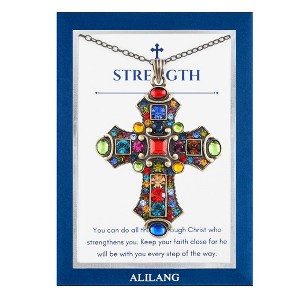Anna-Kaci Colorful Stained Glass Rhinestone Pendant Fashion Necklace Gift Message Card Envelope Jewelry Gifts - 1 of 4