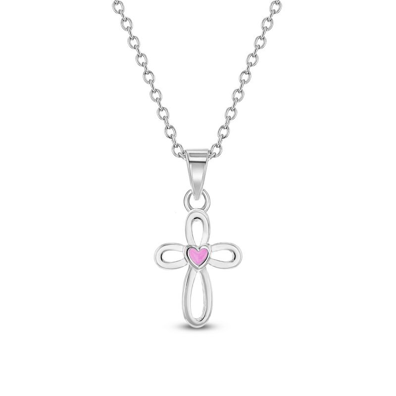 Girls' Tiny Open CZ Cross Sterling Silver Necklace - In Season Jewelry, 1 of 7