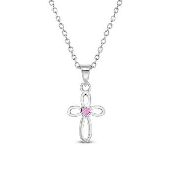 Girls' Tiny Open CZ Cross Sterling Silver Necklace - In Season Jewelry